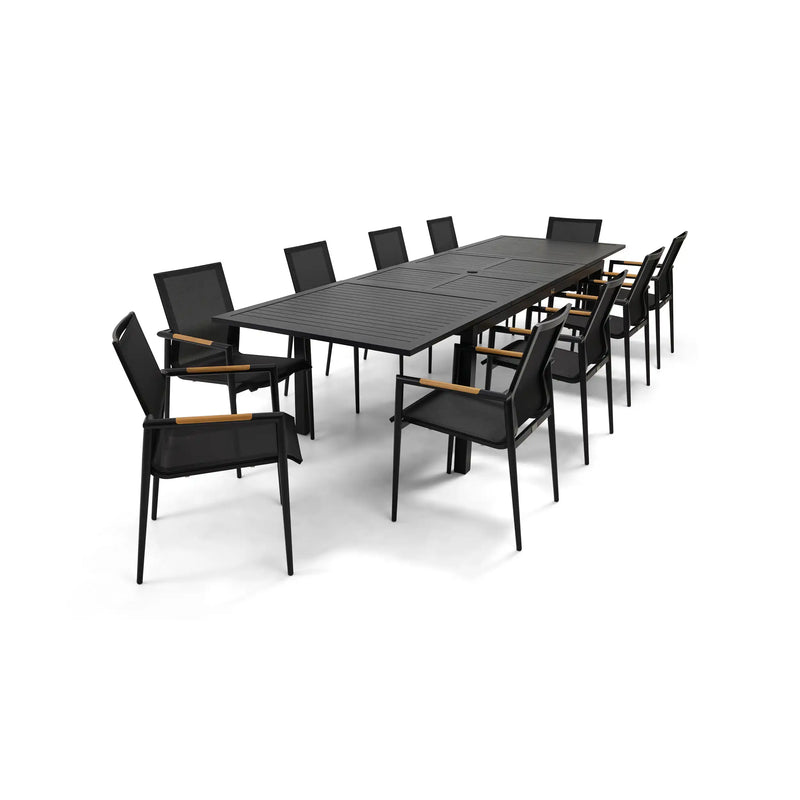 Capri 11 Piece Black Sling Dining Group - The Great Escape