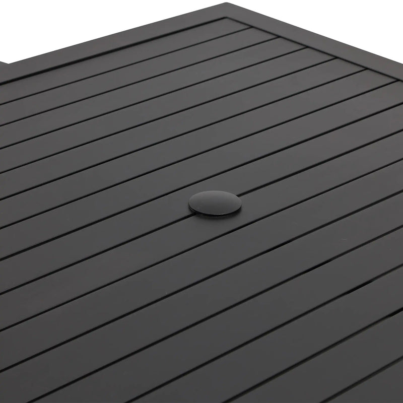 42 Inch Square Black Slat Dining Table - The Great Escape