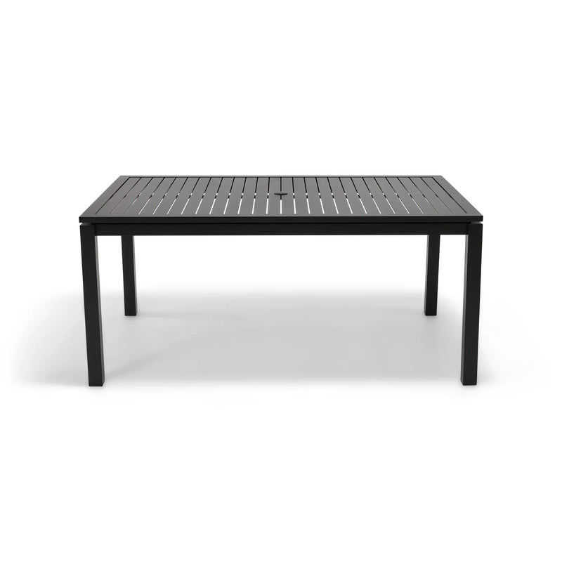 Capri 42x66 Inch Rectangle Black Aluminum Slat Dining Table - The Great Escape