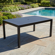 Capri 42x66 Inch Rectangle Black Aluminum Slat Dining Table - The Great Escape