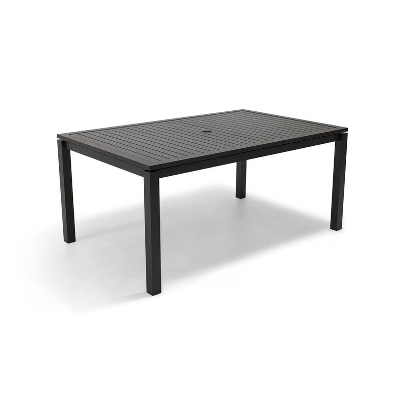 Capri 42x66 Inch Rectangle Black Aluminum Slat Dining Table - The Great Escape
