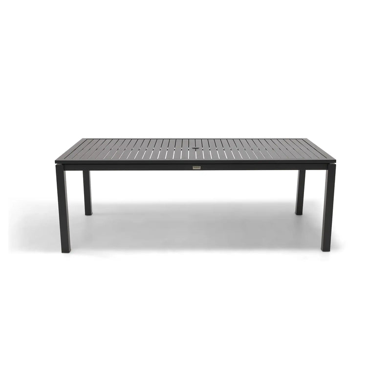 Capri 42x84 Inch Rectangle Black Aluminum Slat Dining Table - The Great Escape