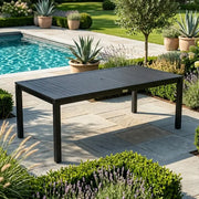 Capri 42x84 Inch Rectangle Black Aluminum Slat Dining Table - The Great Escape