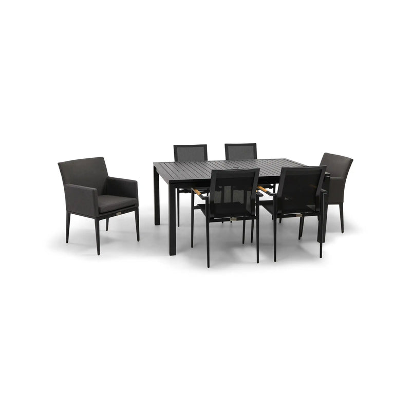 Capri 7 Piece Black Sling Dining Group - The Great Escape