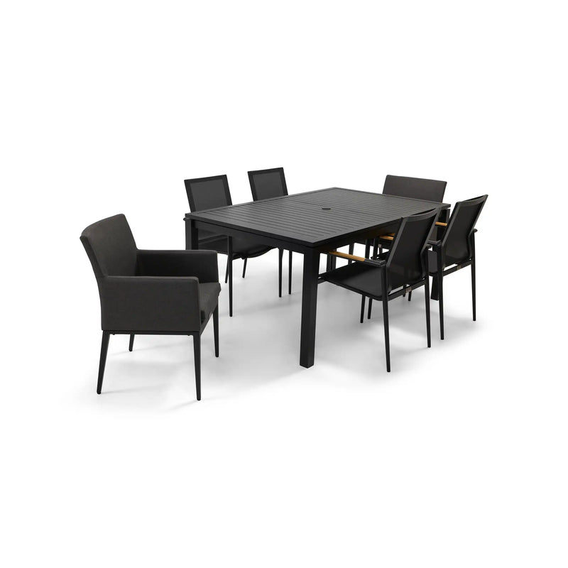Capri 7 Piece Black Sling Dining Group - The Great Escape