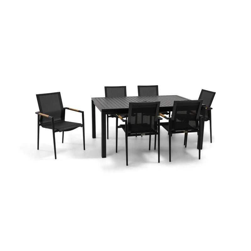 Capri 7 Piece Black Sling Dining Group - The Great Escape