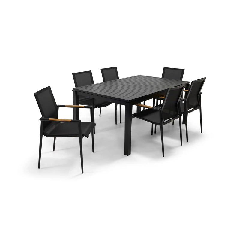 Capri 7 Piece Black Sling Dining Group - The Great Escape