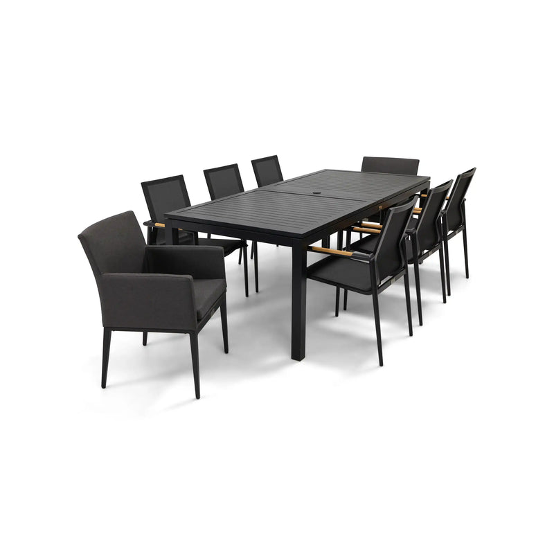 Capri 9 Piece Sling Dining Group W/ Extension Table - The Great Escape