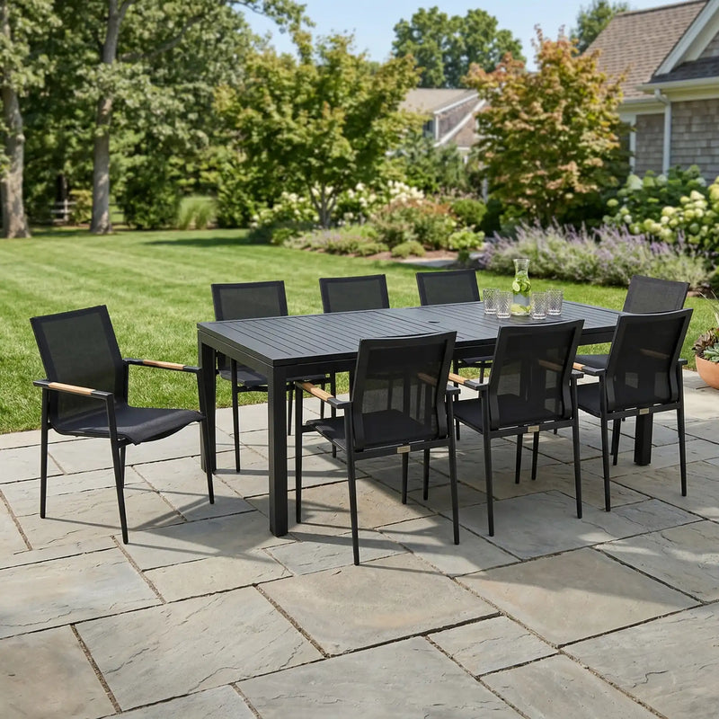 Capri 9 Piece Sling Dining Group W/ Extension Table - The Great Escape