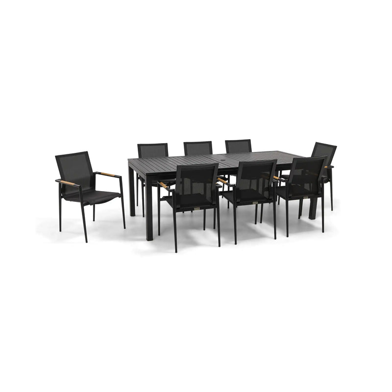 Capri 9 Piece Sling Dining Group W/ Extension Table - The Great Escape