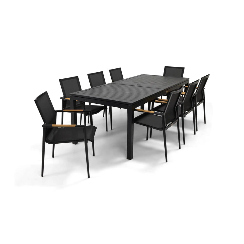 Capri 9 Piece Sling Dining Group W/ Extension Table - The Great Escape