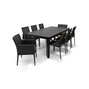 Capri 9 Piece Black Sling Dining Group - The Great Escape