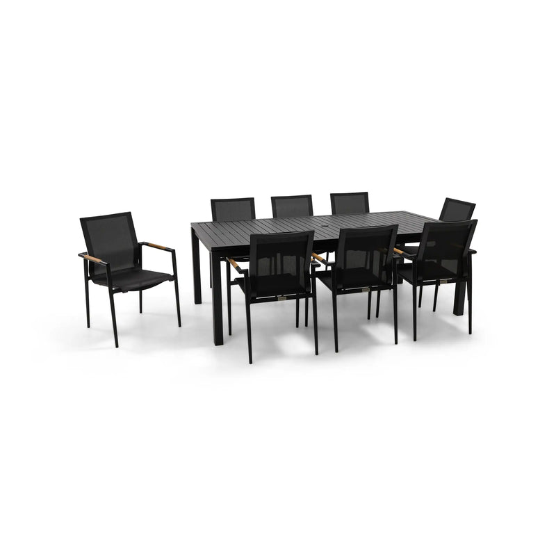 Capri 9 Piece Black Sling Dining Group - The Great Escape