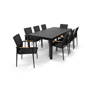 Capri 9 Piece Black Sling Dining Group - The Great Escape