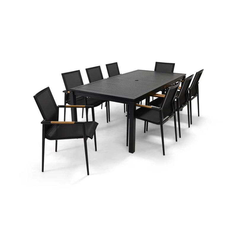 Capri 9 Piece Black Sling Dining Group - The Great Escape