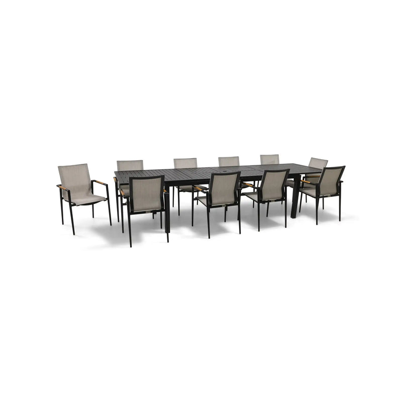 Capri 11 Piece Grey Sling Dining Group - The Great Escape