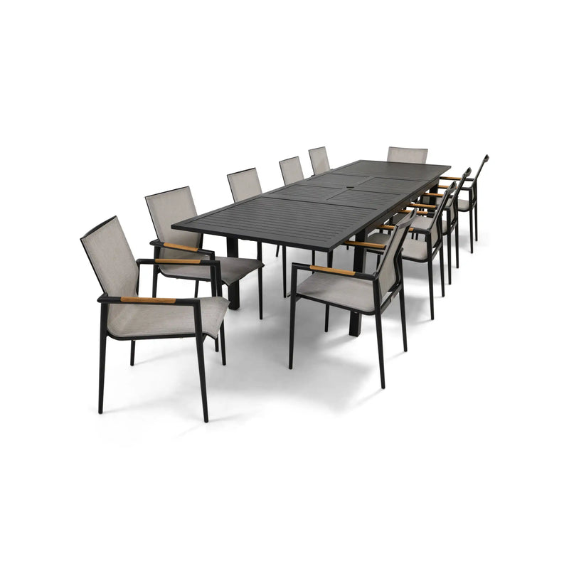 Capri 11 Piece Grey Sling Dining Group - The Great Escape