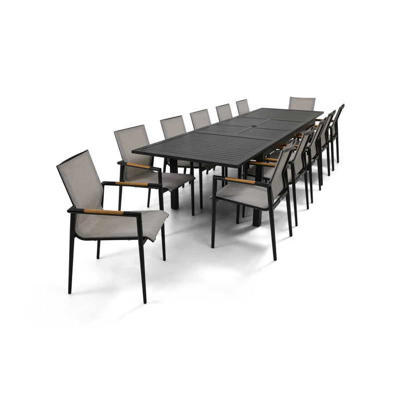 Capri 13 Piece Grey Sling Dining Group - The Great Escape