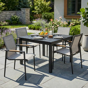 Capri 5 Piece Grey Sling Dining Group - The Great Escape