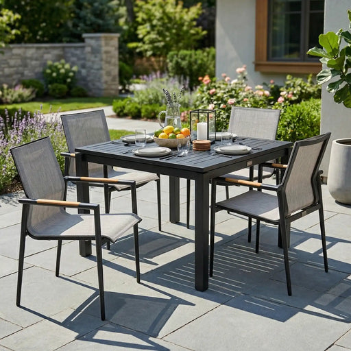 Capri 5 Piece Grey Sling Dining Group - The Great Escape