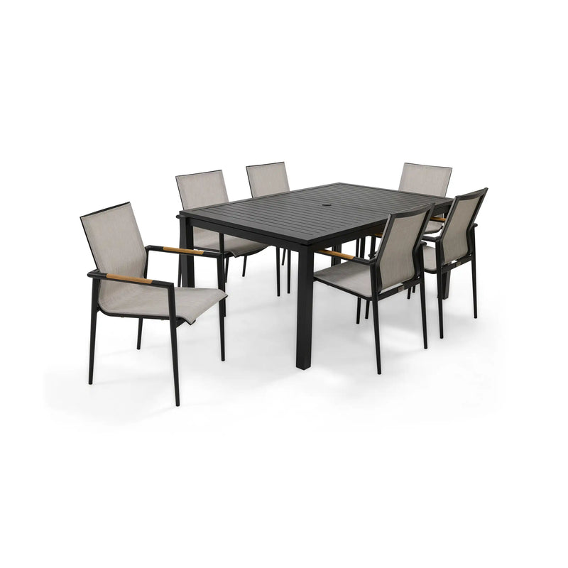 Capri 7 Piece Grey Sling Dining Group - The Great Escape