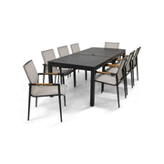 Capri 9 Piece Grey Sling Dining Group - The Great Escape