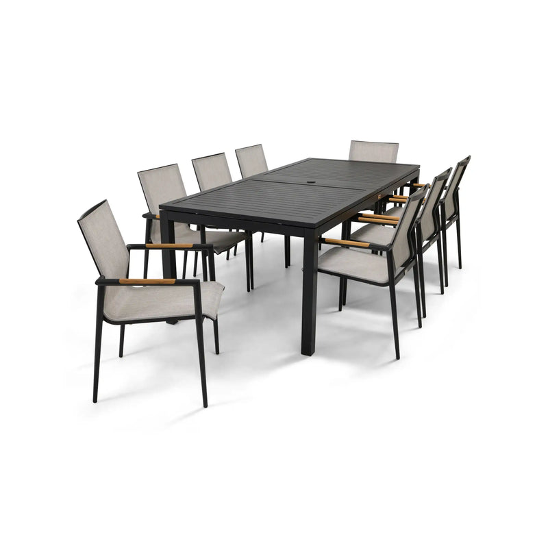 Capri 9 Piece Grey Sling Dining Group - The Great Escape