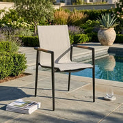 Capri Grey Sling Stacking Tea Accent Arm Chair - The Great Escape