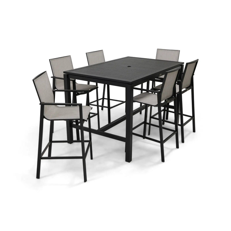 Mila 7 Piece Grey Sling Bar Height Group - The Great Escape