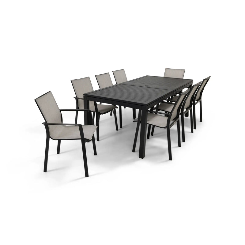 Mila 9 Piece Sling Dining Group W/ Extension Table - The Great Escape