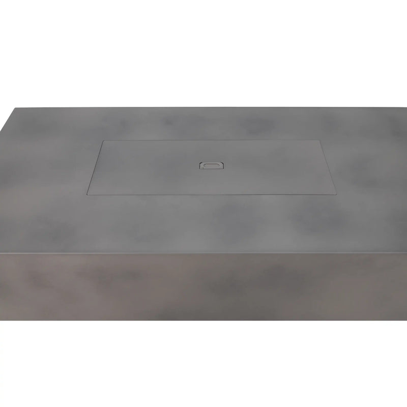 30" x 60" Inch Rectangle Concrete Faux Aluminum Firepit With Lid - The Great Escape