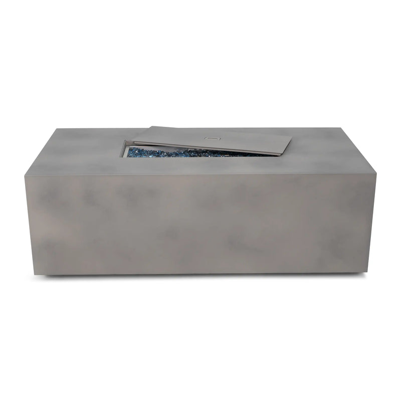30" x 60" Inch Rectangle Concrete Faux Aluminum Firepit With Lid - The Great Escape