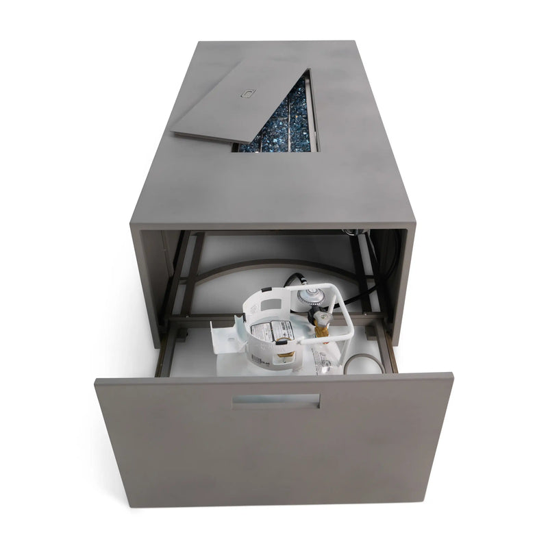 30" x 60" Inch Rectangle Concrete Faux Aluminum Firepit With Lid - The Great Escape