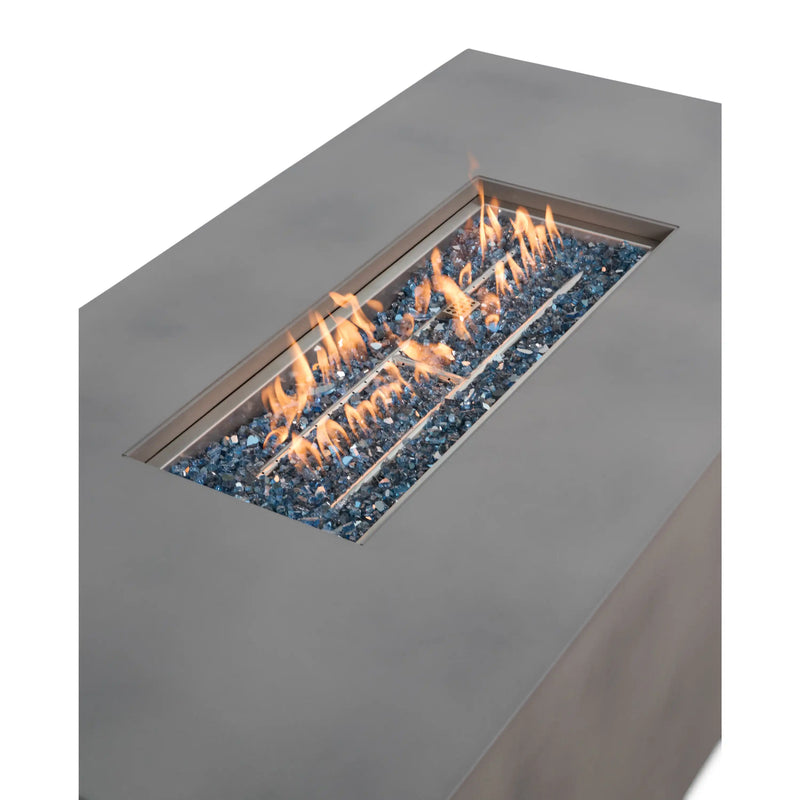 30" x 60" Inch Rectangle Concrete Faux Aluminum Firepit With Lid - The Great Escape