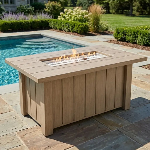 32"x50" Naples Flax Aluminum Firepit With Lid - The Great Escape