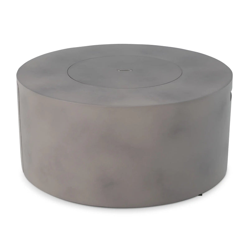 42" Round Faux Concrete Aluminum Fire Table W/ Lid - The Great Escape