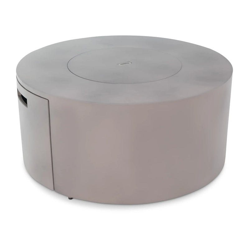 42" Round Faux Concrete Aluminum Fire Table W/ Lid - The Great Escape