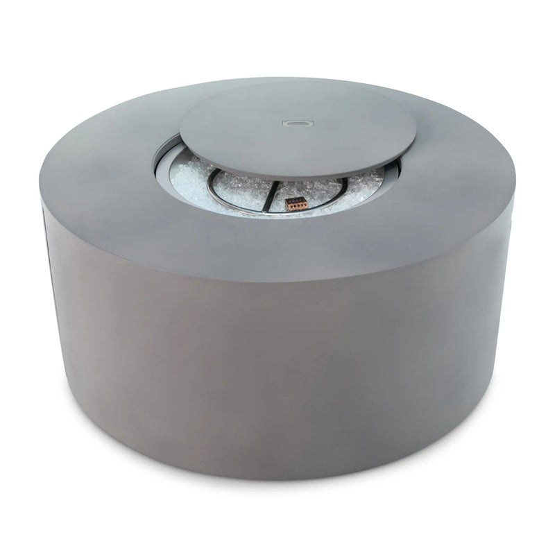 42" Round Faux Concrete Aluminum Fire Table W/ Lid - The Great Escape