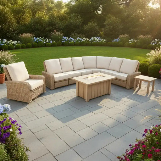 Naples 9 Piece Reclining Firepit Sectional Group - The Great Escape