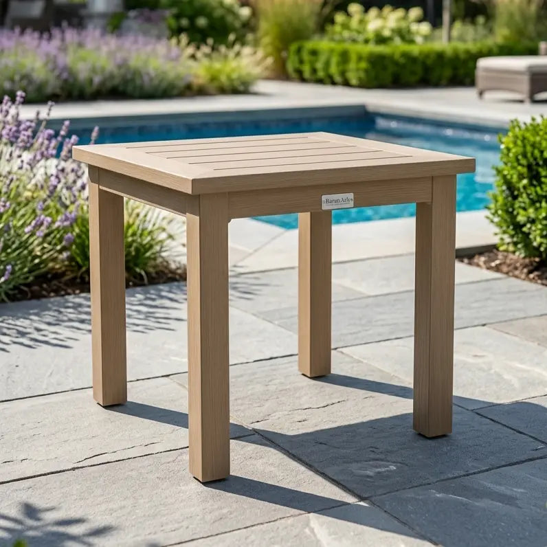 Naples Flax 22" Square Slat End Table - The Great Escape