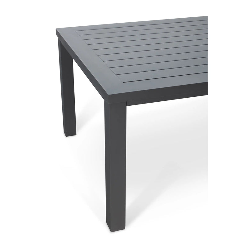 42" x 84" Rectangle Aluminum Slat Black Post Leg Dining Table - The Great Escape
