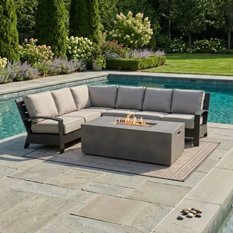 Prescott 7 Piece Sectional Firepit/Chat Group - The Great Escape