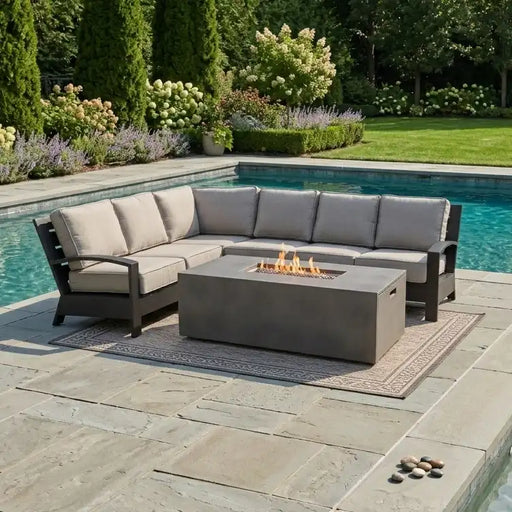 Prescott 7 Piece Sectional Firepit/Chat Group - The Great Escape