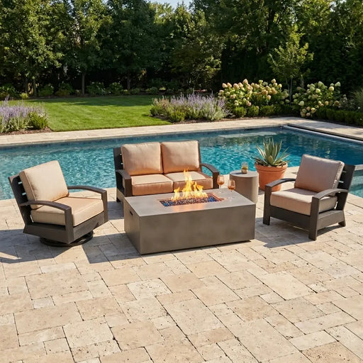 Prescott 5 Piece Loveseat Firepit/Chat Group - The Great Escape