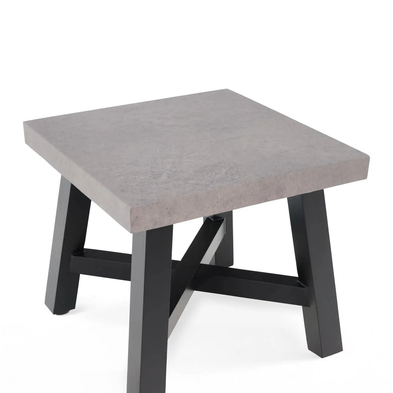 24" Square Concrete Faux/Black Coal DLX End Table - The Great Escape