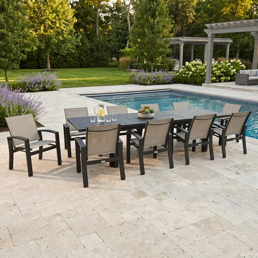 Prescott 11 Piece Black Extension Dining Table Group - The Great Escape