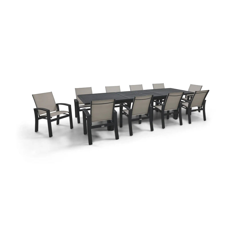 Prescott 11 Piece Black Extension Dining Table Group - The Great Escape
