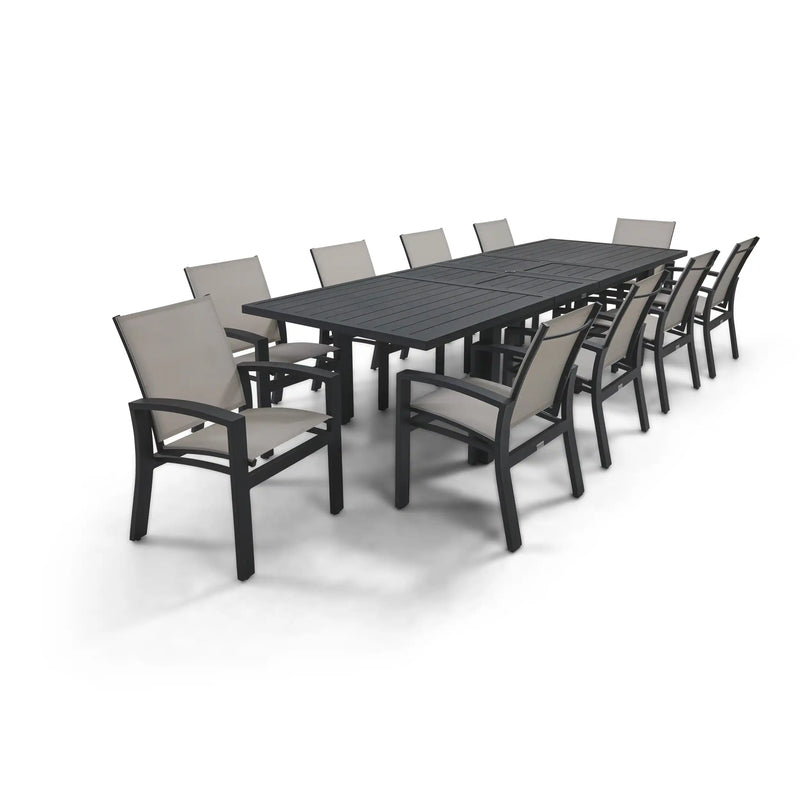 Prescott 11 Piece Black Extension Dining Table Group - The Great Escape