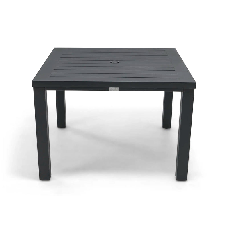 42 Inch Square Aluminum Slat Dining Table - The Great Escape