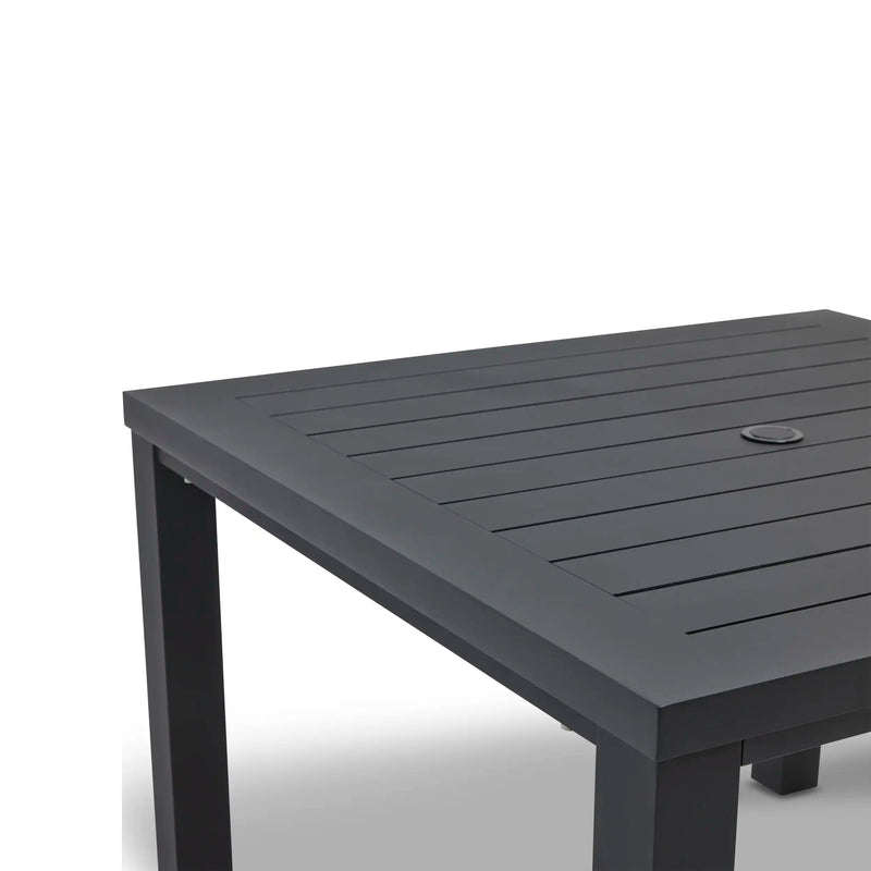 42 Inch Square Aluminum Slat Dining Table - The Great Escape